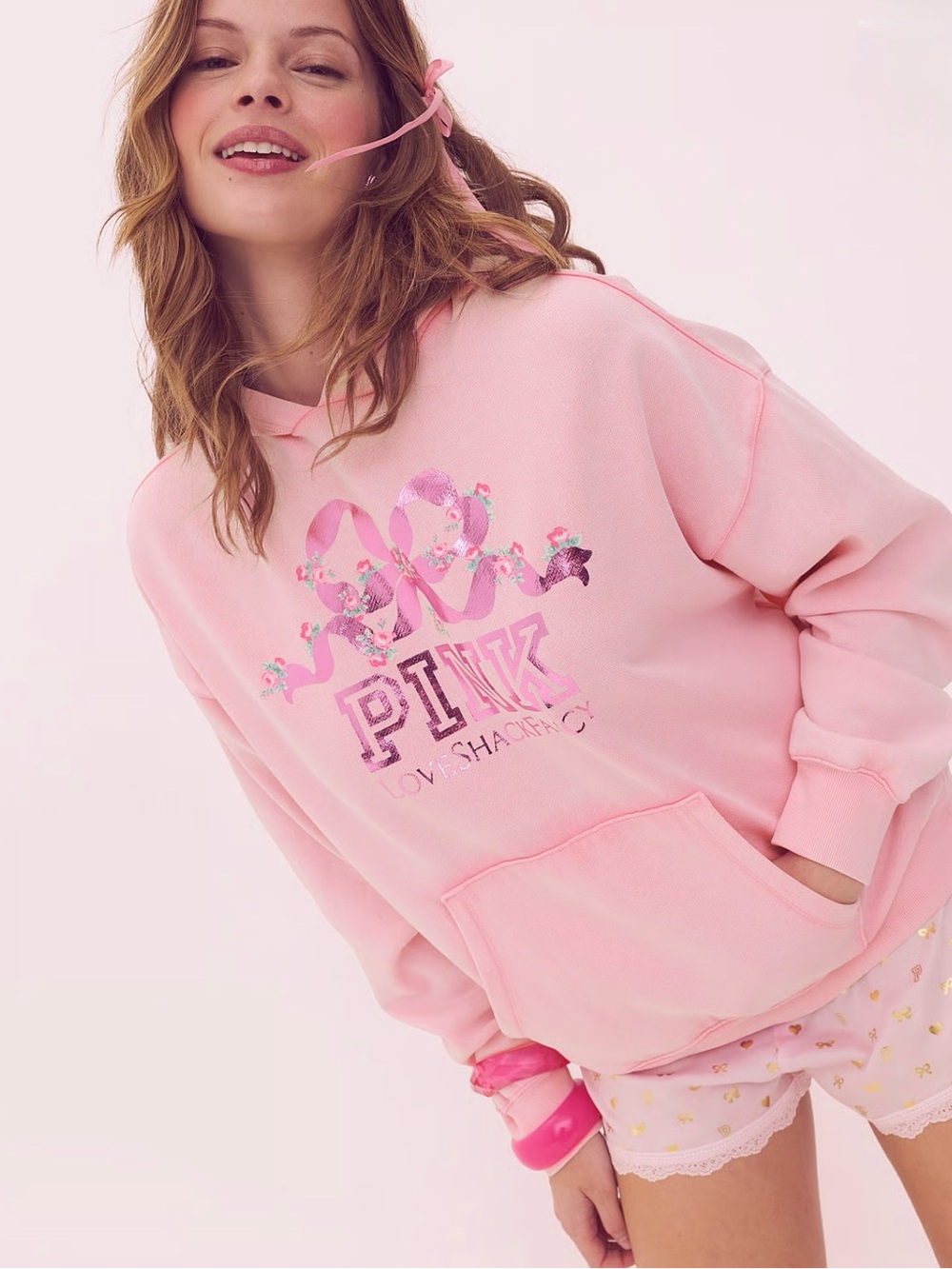 PINK X LOVESHACKFANCY OVERSIZED HOODIE
